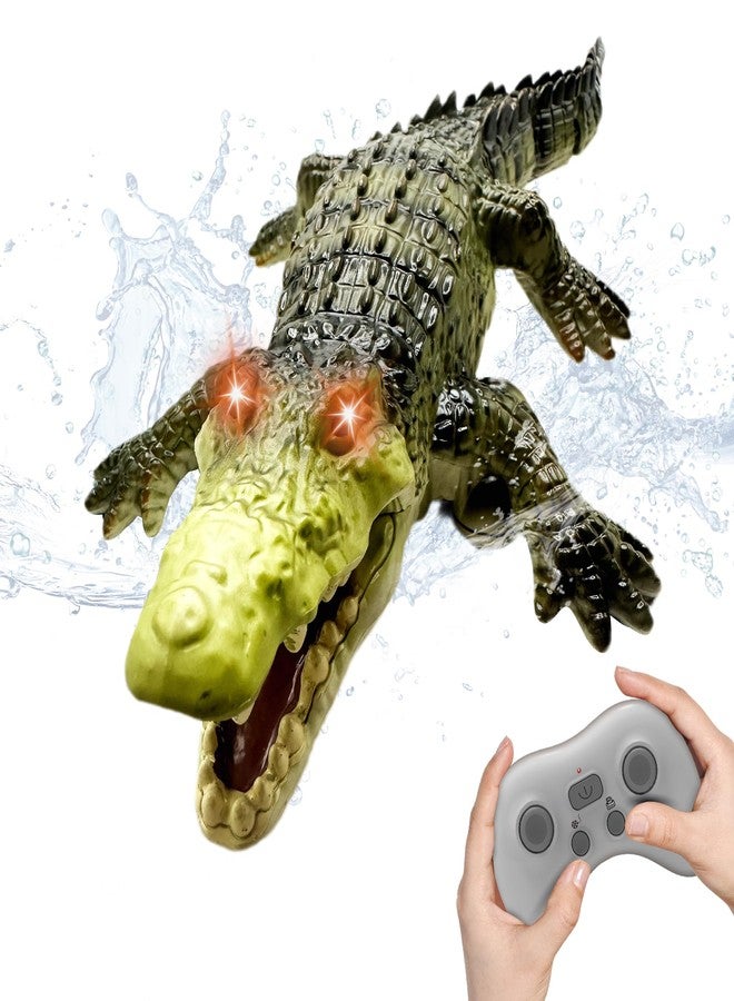Moskiddo Remote Control Boat Crocodile Water Toy for Kids 3-5, 5-7, 10-12, RC Alligator for Boys 4-6, 6-8, Top Summer Swimming Pool/Lake Toys for Kids Ages 8-12 (Water Operation ONLY - Green) - Image 1