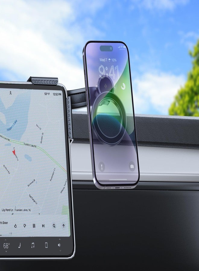 Eaglewireless for Tesla Screen Phone Mount, MagSafe Strongest Magnet Power Magnetic Car Phone Holder Mount for Tesla 3/Y Accessories Fits for All iPhone & Android Phones - with Magnetic Ring - Image 1