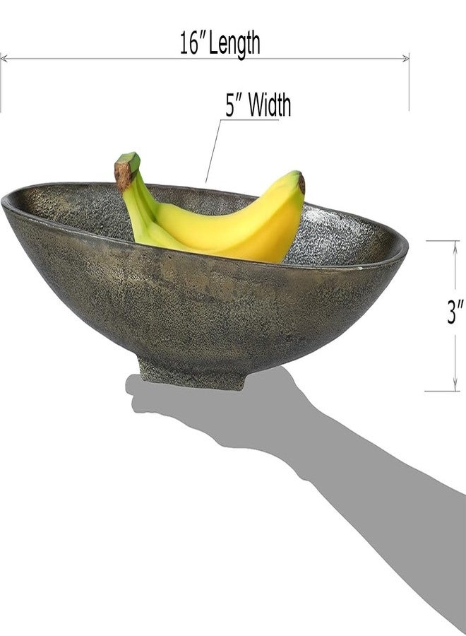 Red Co. 16” Long Oval Decorative Aluminum Metal Pedestal Centerpiece Bowl in Silver Finish - Image 5
