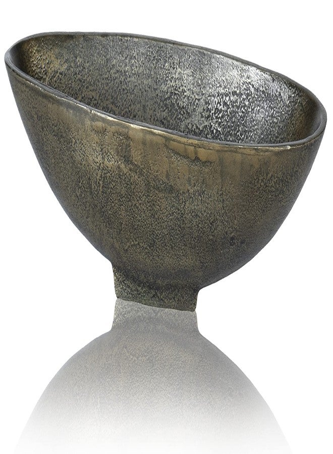 Red Co. 16” Long Oval Decorative Aluminum Metal Pedestal Centerpiece Bowl in Silver Finish - Image 2