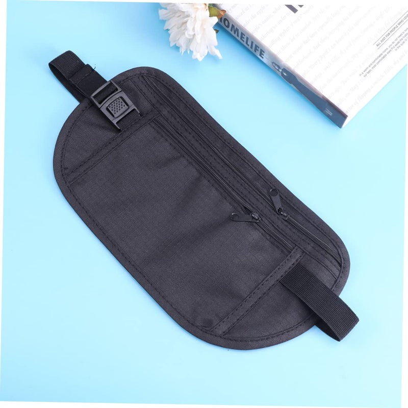 Adjustable Elastic Money Belt With Breathable Mesh Back Secure Clip For Travel Running Sports Black - Image 5