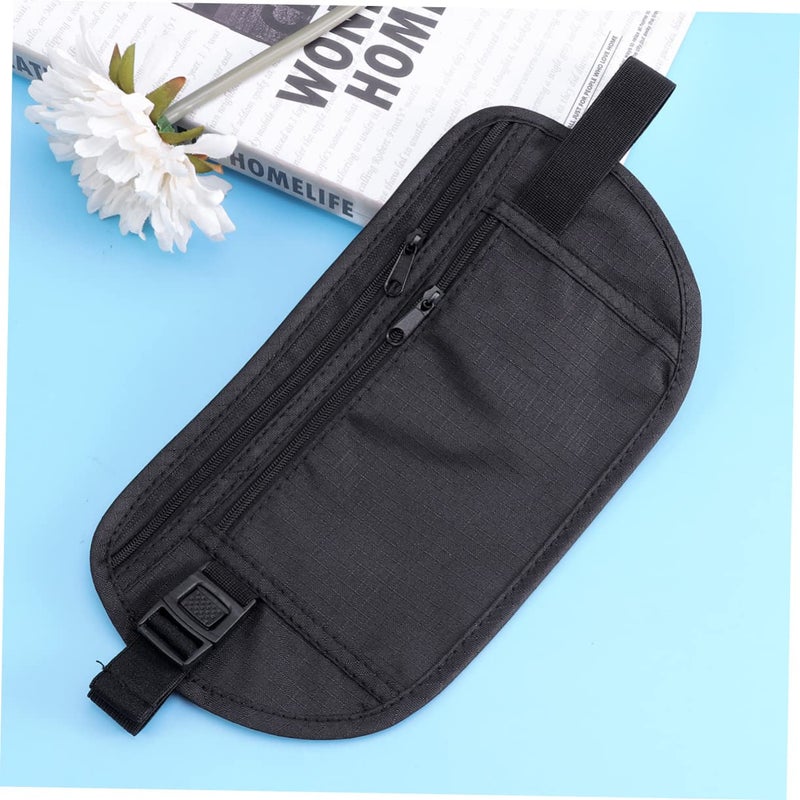 Adjustable Elastic Money Belt With Breathable Mesh Back Secure Clip For Travel Running Sports Black - Image 3
