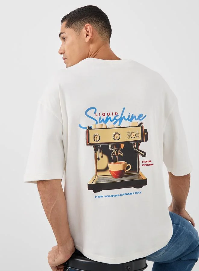 Styli Styli Coffee Design Graphic Print Oversized T-Shirt