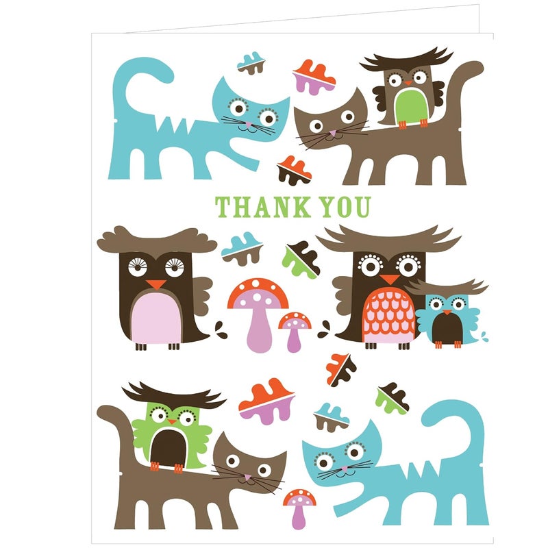 Tree Tops: Greenthanks -- Thank You Notecards Made from Uncoated Eco-Friendly Paper Decorated with Contemporary Designs & Illustrations - Image 2