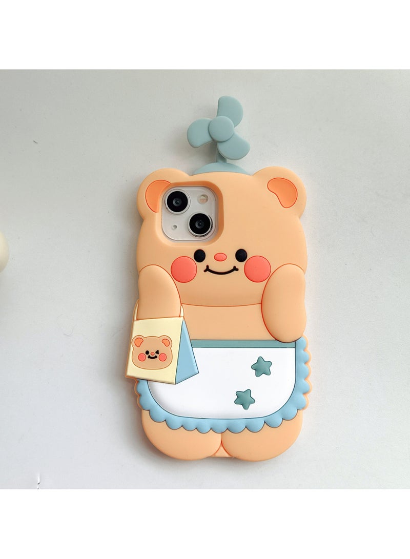 general 3D Cute Retro Phone Case for iPhone 15, Cartoon Kawaii er Bear Retro Phone, Kids Teen Girls, Women Creative Characters Soft Silicone Case - Image 1