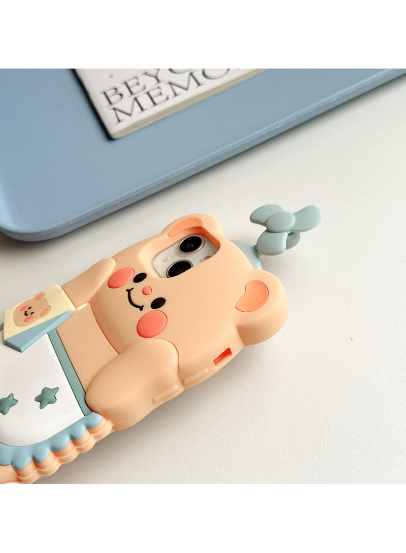 general 3D Cute Retro Phone Case for iPhone 15, Cartoon Kawaii er Bear Retro Phone, Kids Teen Girls, Women Creative Characters Soft Silicone Case - Image 4