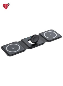 3 in 1 Magnetic Foldable Wireless Charger,Folding Wireless Charging Station for Travel,Wireless Charging Compatible with iPhone 14 13 12 11/Pro/XS/XR,AirPods 3/2/Pro