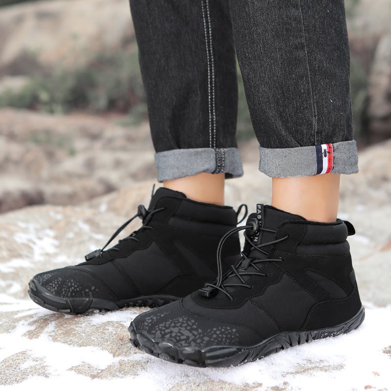 Winter Fleece-Lined Waterproof Cotton Shoes Five-Finger Snow Shoes Boots Warm And Comfortable Couples High-Top Cotton Boots - Image 3