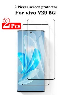2 Pieces Full Cover Glass Screen Protector For vivo V29 5G Black/Clear and Screen Protector Accessories