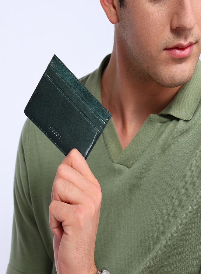حامل بطاقات ائتمان صغير الحجم بتقنية RFID من الجلد اللامع الفاخر من ساسورا، مناسب للجنسين - Image 4