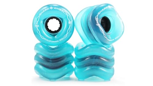 Shark Wheel 60 mm 78a, Skateboard Cruising Wheels, California Roll, Transparent Emerald, Set of 4 Wheels - Image 1