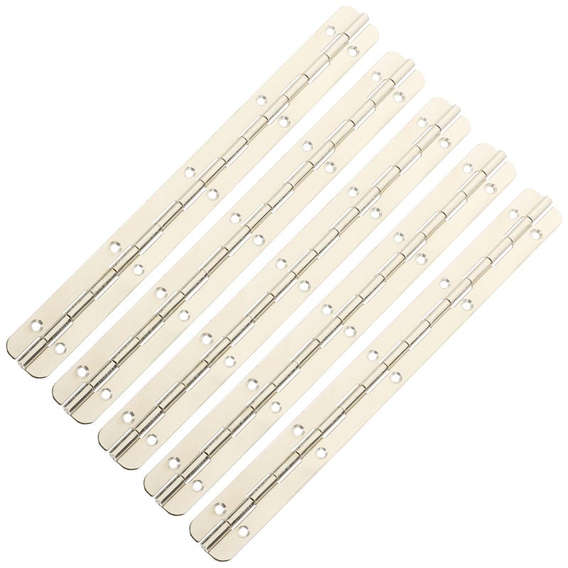 5pcs Nickel Plated Continuous Piano Hinges 180 Degree Heavy Duty For Jewelry Wooden Box - Image 2