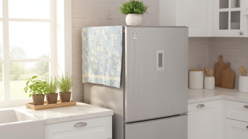 Quakzapp Refrigerator Cover Sea Cotton Cloth Anti-Dust Waterproof Fridge Towel Dust Cover Freezer Desktop Sundries Washing Machine Organize Storage Bags with Pockets (130 x 55 cm) (Blue) - Image 2