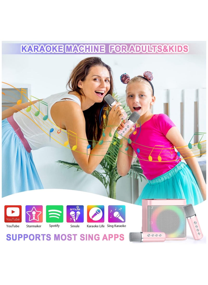 BESTIS - Karaoke Machine for Kids Adults, Mini Portable Bluetooth Karaoke Speaker with 2 Wireless Microphone and Lights - Image 1