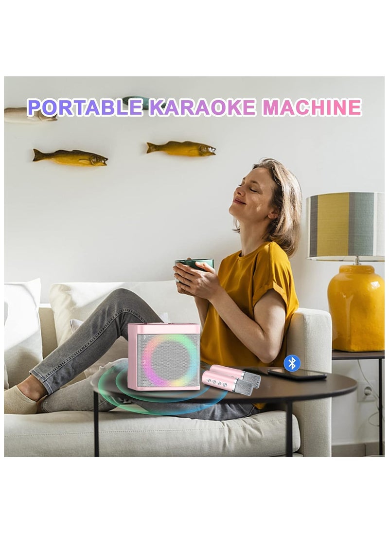 BESTIS - Karaoke Machine for Kids Adults, Mini Portable Bluetooth Karaoke Speaker with 2 Wireless Microphone and Lights - Image 1