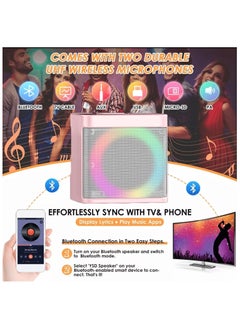 BESTIS Karaoke Machine for Kids Adults, Mini Portable Bluetooth Karaoke Speaker with 2 Wireless Microphone and Lights  - Image 3