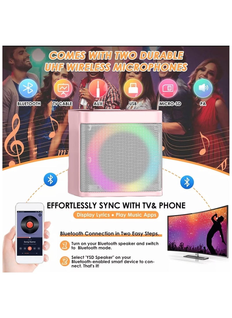 Karaoke Machine for Kids Adults, Mini Portable Bluetooth Karaoke Speaker with 2 Wireless Microphone and Lights - pzsku/ZC846C45C2EBEA2BF3415Z/45/_/1720512475/d88af53b-a290-441d-a512-2c7cf97f9f2f