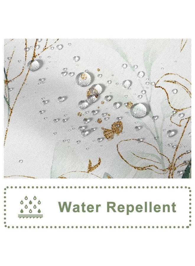 Ruelvth Stall Shower Curtain, LFEEY Sage Green and Gold Eucalyptus Small Shower Curtain Set Waterproof Fabric Half Narrow Bathroom Decor with Hooks, 36x72 Inch - Image 3