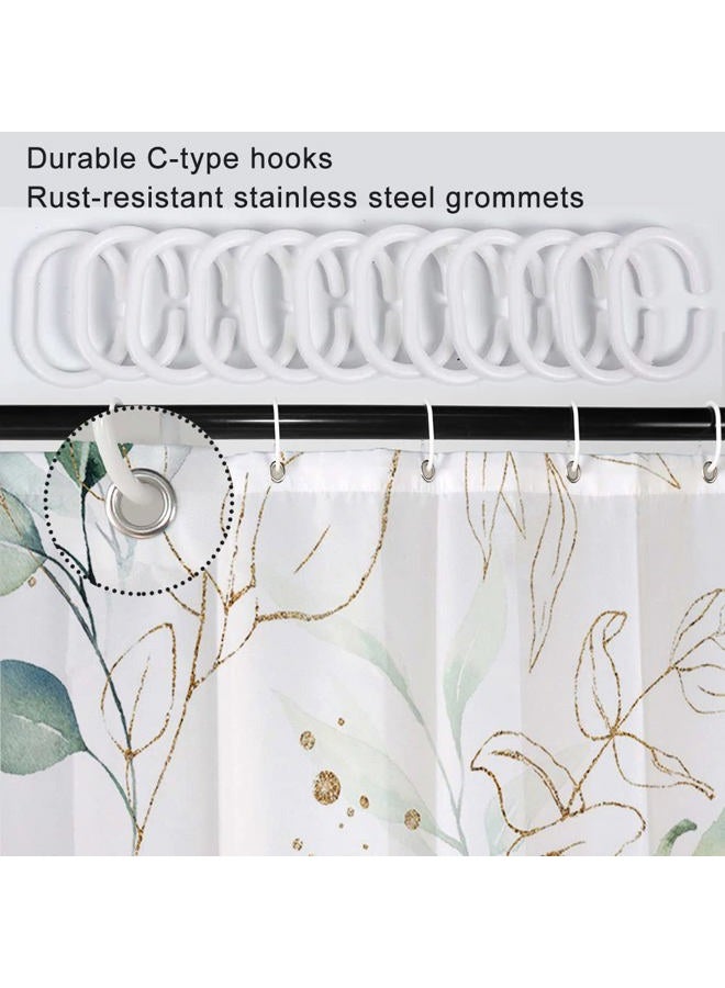 Ruelvth Stall Shower Curtain, LFEEY Sage Green and Gold Eucalyptus Small Shower Curtain Set Waterproof Fabric Half Narrow Bathroom Decor with Hooks, 36x72 Inch - Image 5