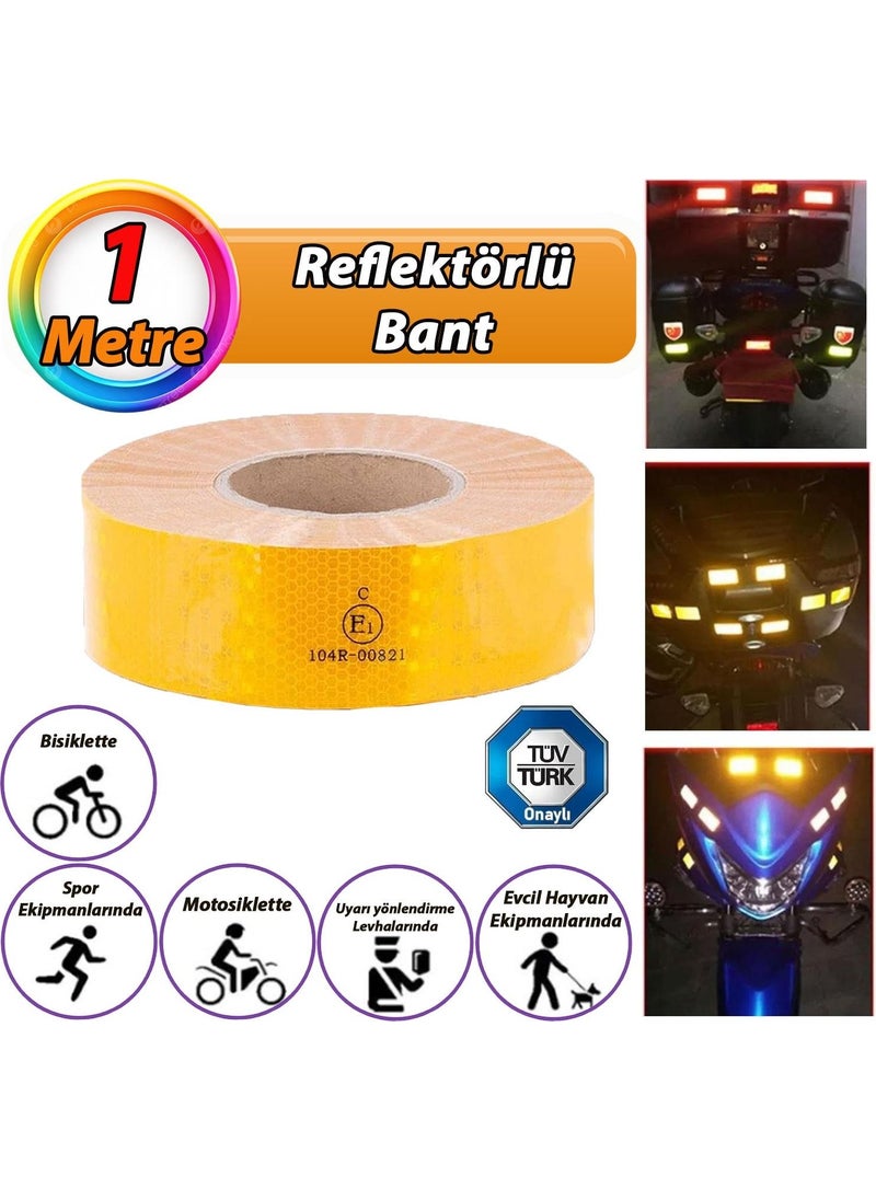 Glaswen 1m Reflective Reflective Phosphorescent Vehicle Auto Truck Strip Tape Tüvtürk Approved Flat Yellow Warning Tape  - Image 1