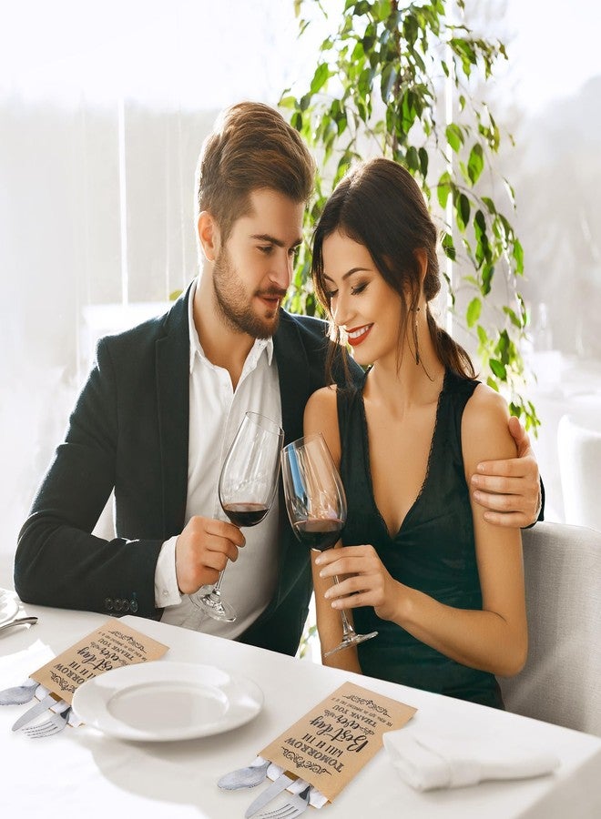 Whaline 100Pcs Silverware Bags 5 x 7 Inch Rustic The Best Day Ever Kraft Wax Cutlery Bags Utensil Holders Reusable for Wedding, Rehearsal Dinner, Engagement, Barbeque, Banquet Supply - Image 5