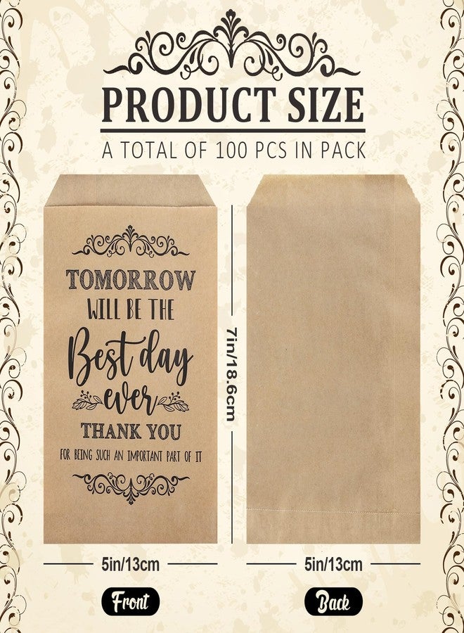 Whaline 100Pcs Silverware Bags 5 x 7 Inch Rustic The Best Day Ever Kraft Wax Cutlery Bags Utensil Holders Reusable for Wedding, Rehearsal Dinner, Engagement, Barbeque, Banquet Supply - Image 2