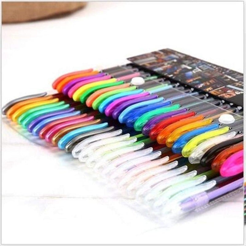 PLUSPOINT 48Pc Colouring gel pens 12 neon 12 glitter 12 metalic pens 12 pastel fine tip art set colored gel pens for coloring book, drawing, doodling, scrapbook journaling, sparkle pen Gifts for kids - Image 5