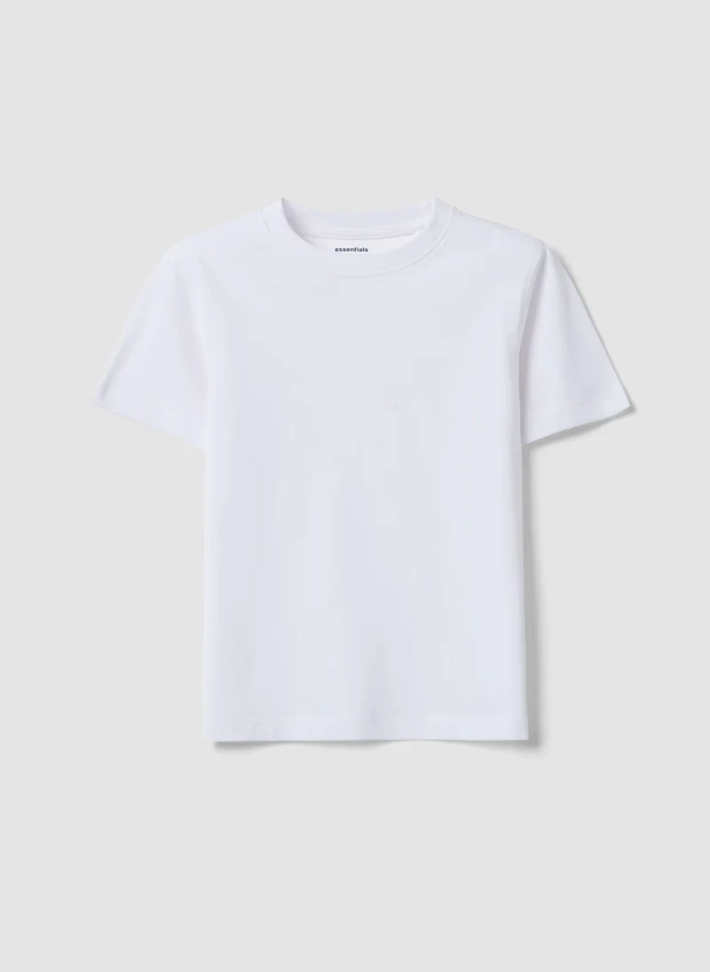او في اس OVS Boysâ€™ White Pure Cotton T-Shirt, Regular Fit