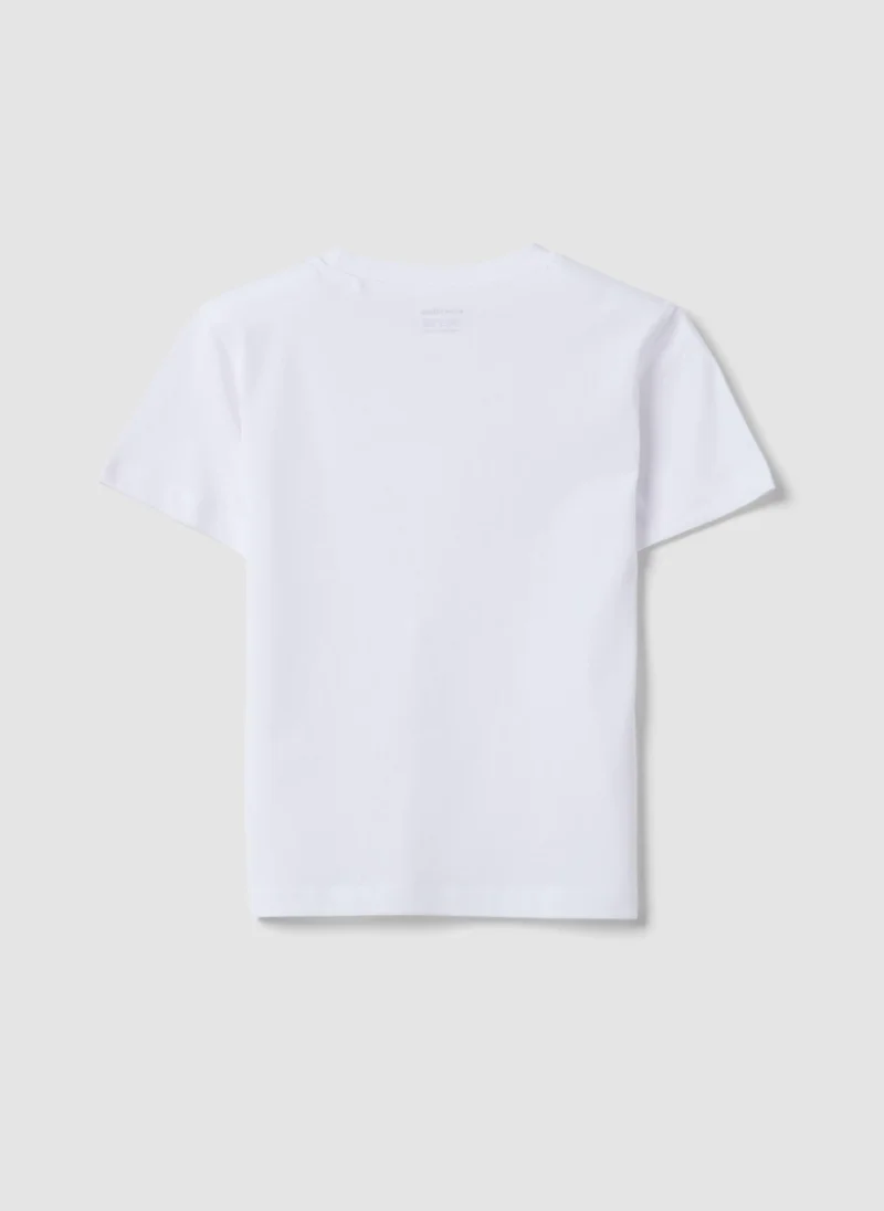 او في اس OVS Boysâ€™ White Pure Cotton T-Shirt, Regular Fit