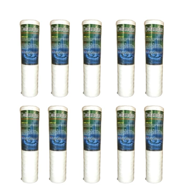 Colandas 10 Inch 10 Micron PP Wound Thread Filter Cartridge Reduces Dust Mud Rust Suitable for All Types of Water Purifiers Pack of 10 - Image 1