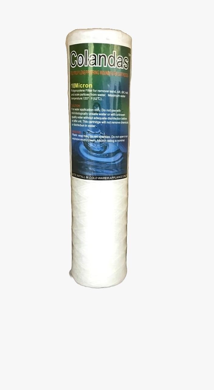 Colandas 10 Inch 10 Micron PP Wound Thread Filter Cartridge Reduces Dust Mud Rust Suitable for All Types of Water Purifiers Pack of 10 - Image 2