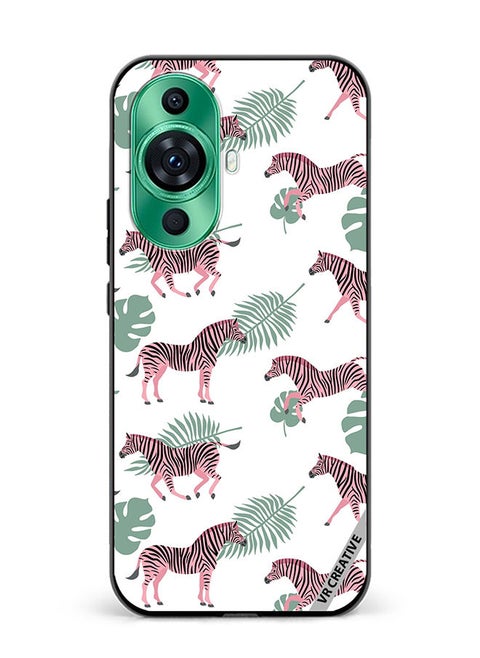 Protective Case Cover For Huawei nova 11 Vector Zebra And Palm Leaves Isolated On White Design Multicolour