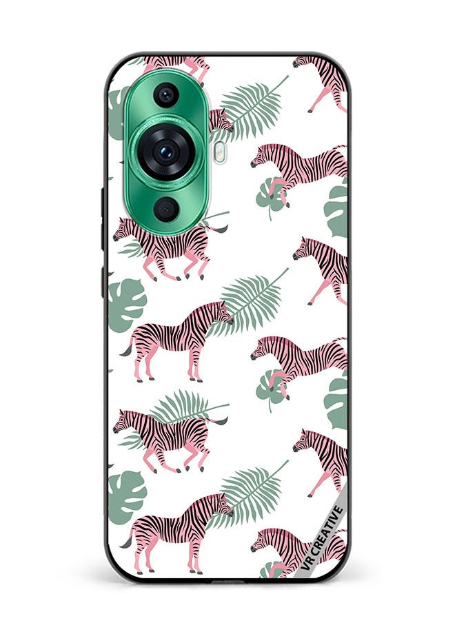 Protective Case Cover For Huawei nova 11 Vector Zebra And Palm Leaves Isolated On White Design Multicolour