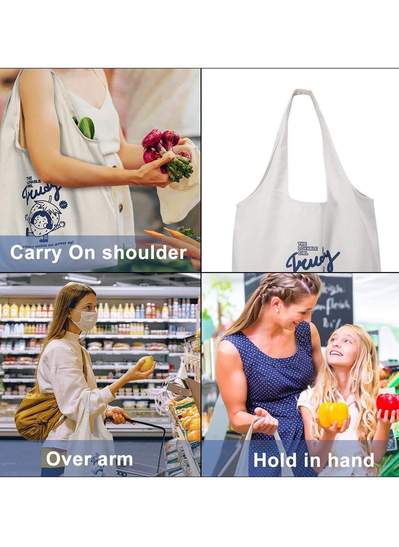 SYOSI - Canvas Tote Bags with Inner Pocket Reusable Grocery Bags Bulk Reusable Shopping Bags Large Capacity - Image 1