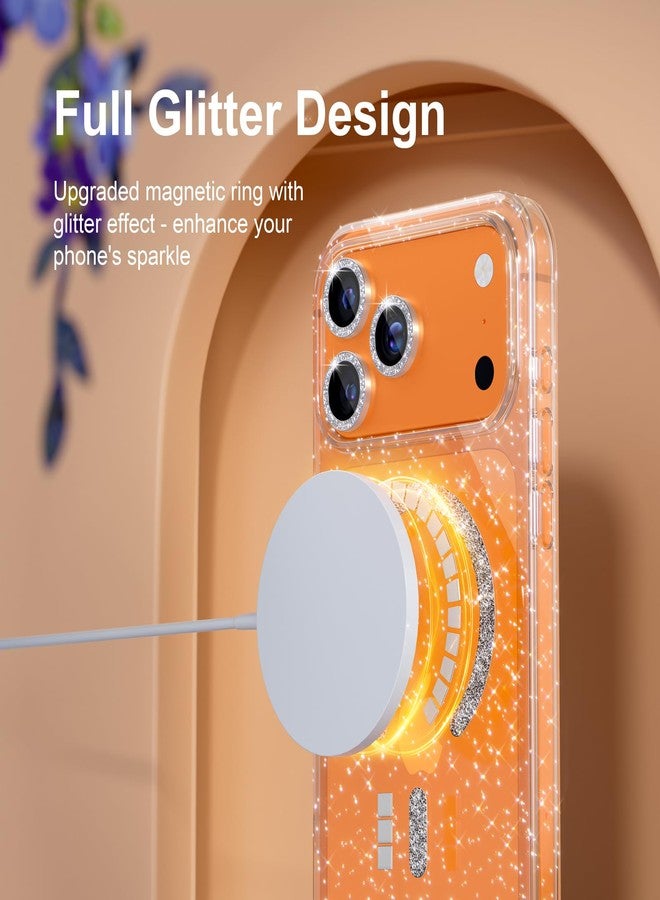 Choiche Magnetic for Phone 17 Pro Max Case Women Phone Case, Glitter Clear | Cute Bling Sparkly, Military Grade Drop Protection, with Diamond Camera Lens Covers, 6.9-inch - Image 5
