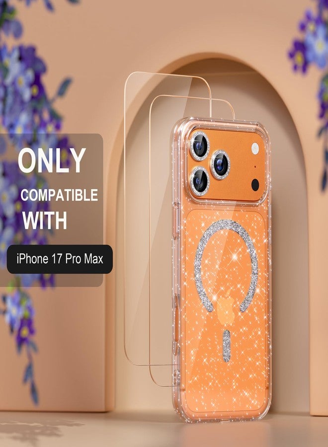 Choiche Magnetic for Phone 17 Pro Max Case Women Phone Case, Glitter Clear | Cute Bling Sparkly, Military Grade Drop Protection, with Diamond Camera Lens Covers, 6.9-inch - Image 2