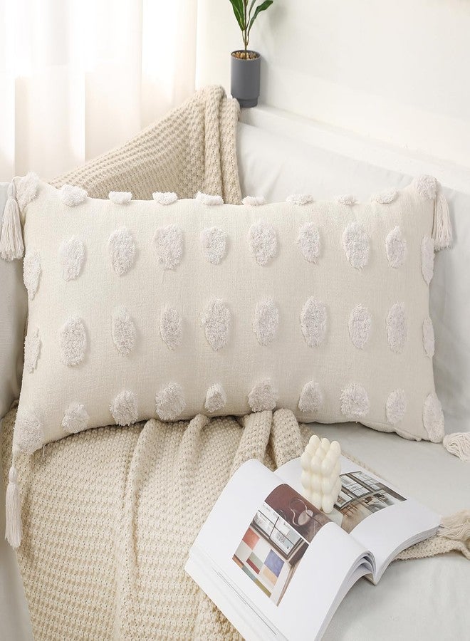 PANOD Decorative Long Lumbar Pillow Cover 14x36 Boho,Super Soft Chenille Extra Long Lumbar Pillow Case Cover with Tassel for Bed Sofa Couch Farmhouse Livingroom,White,Modern Skinny - Image 2