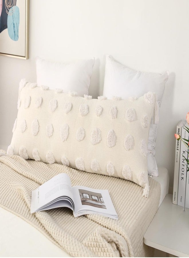 PANOD Decorative Long Lumbar Pillow Cover 14x36 Boho,Super Soft Chenille Extra Long Lumbar Pillow Case Cover with Tassel for Bed Sofa Couch Farmhouse Livingroom,White,Modern Skinny - Image 3