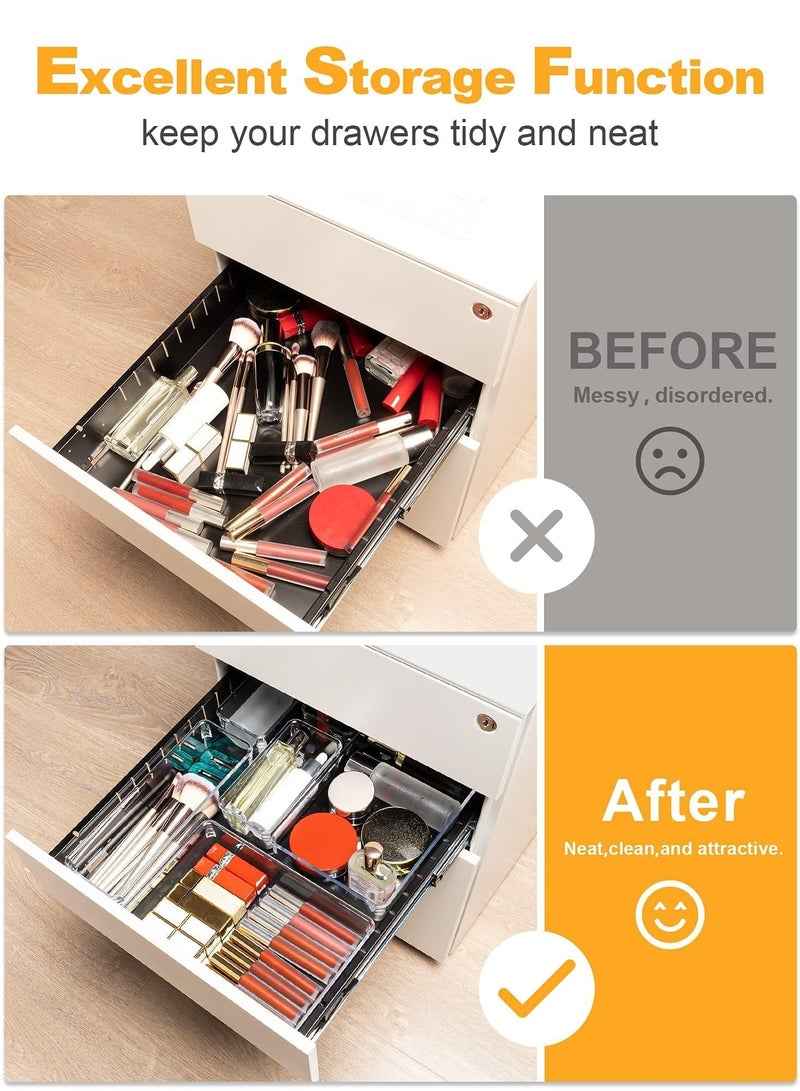 زيريفام مجموعة منظمات أدراج مكونة من 16 قطعة، فواصل أدراج بلاستيكية شفافة، منظم أدراج مكتب بأحجام مختلفة، صواني للمكياج والمجوهرات والأدوات وغرفة النوم والحمام - Image 4