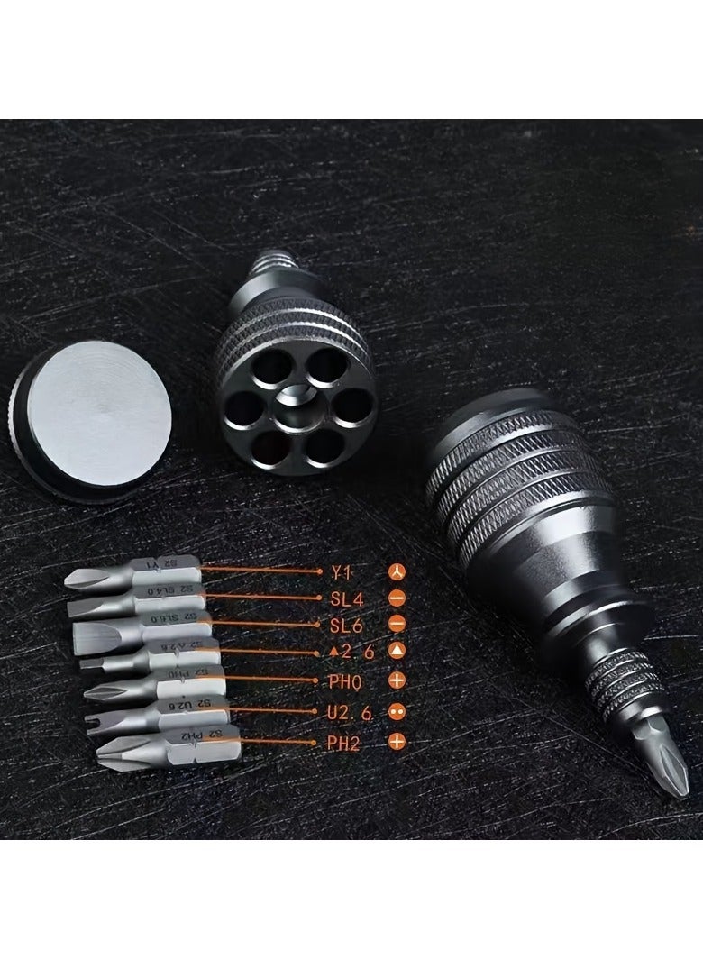 Small Steel Cannon S2 Screwdriver Set - Titanium Alloy Palm, EDC Pressure Reducing Multifunctional, Aluminum, Black, Polished/Brushed Finish, Anti-Stain/Sand/Waterproof, 6.35mm, Phillips Head, for Office Use / Industrial Tools, Durable & Portable - Image 5