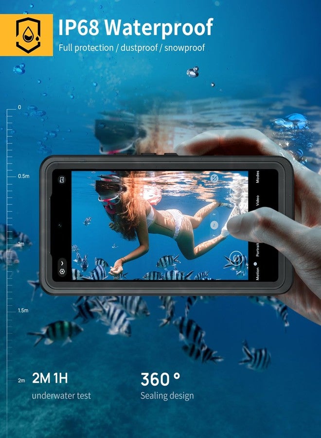 جراب Lanhiem لهاتف Pixel 8 Pro، جراب مقاوم للماء والغبار بمعيار IP68 مع واقي شاشة مدمج، غطاء حماية شفاف متين مقاوم للصدمات لكامل الجسم لهاتف Google Pixel 8 Pro، أسود - Image 3