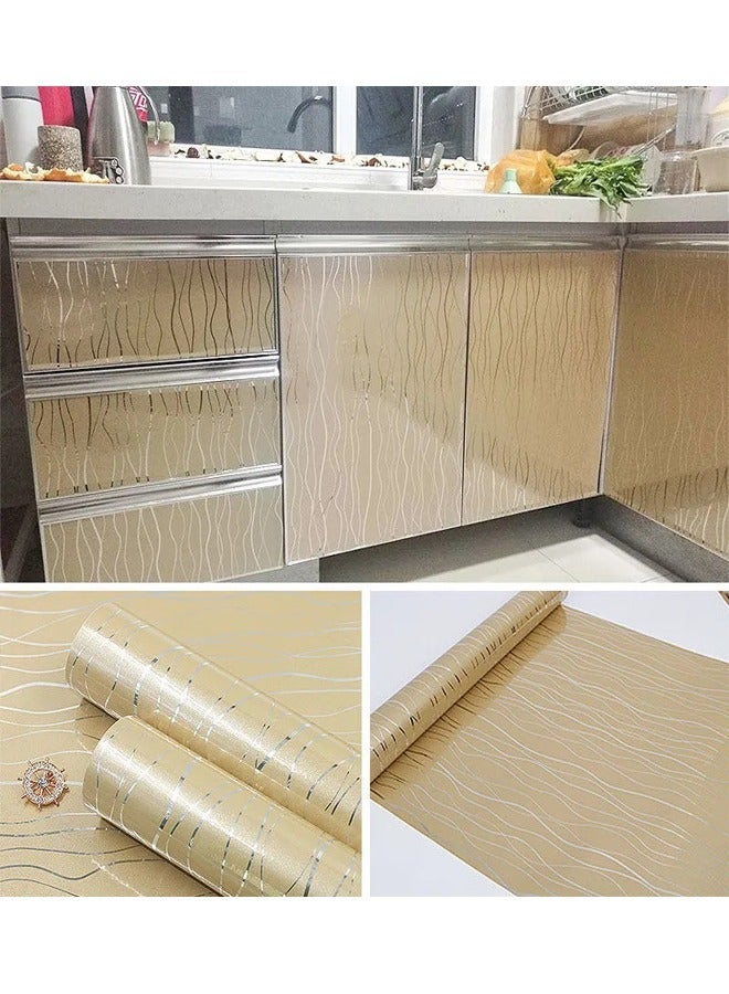 fashionhome Laser PVC Oil-Proof Waterproof Dustproof Wood Like Texture Decorative Wall Sticker for Kitchen Bedroom  - Image 2