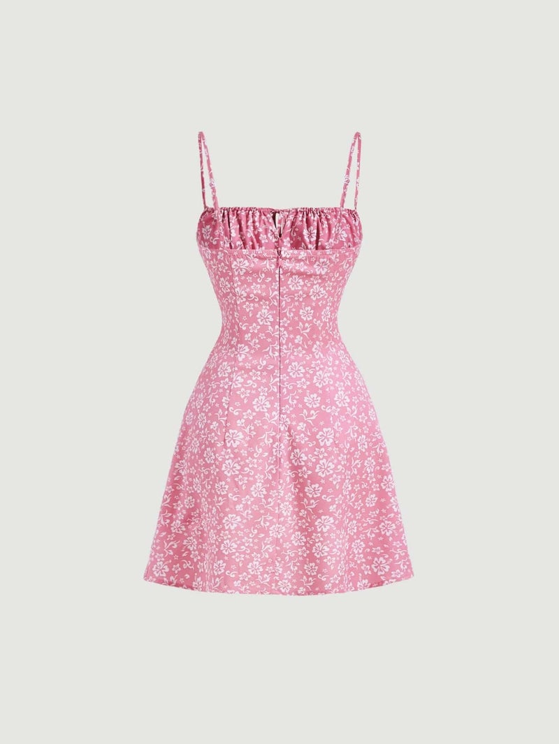Floerns Women's Summer Floral Cherry Print A Line Short Cami Dress - Image 3