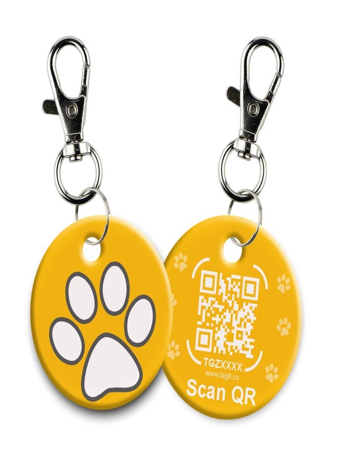 tag8 Smart Pet ID Tag - Anti-Loss NFC & QR Code Tag, Silent Silicone Dog & Cat ID Collar Tag, Digital Pet Profile & Easy Owner Contact - Yellow-Pack 1 - Image 1