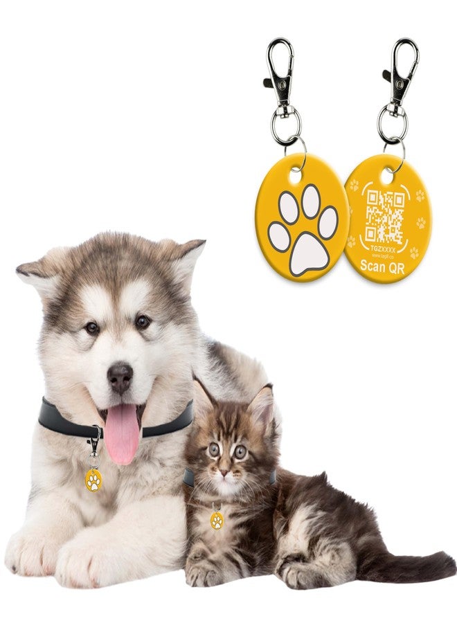tag8 Smart Pet ID Tag - Anti-Loss NFC & QR Code Tag, Silent Silicone Dog & Cat ID Collar Tag, Digital Pet Profile & Easy Owner Contact - Yellow-Pack 1 - Image 2