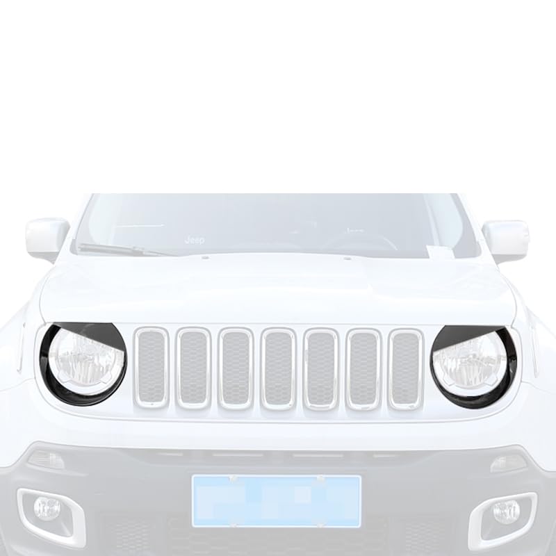 Hooke Road Black Angry Bird Headlight Bezels Cover for 2015 2016 2017 Jeep Renegade - Image 2