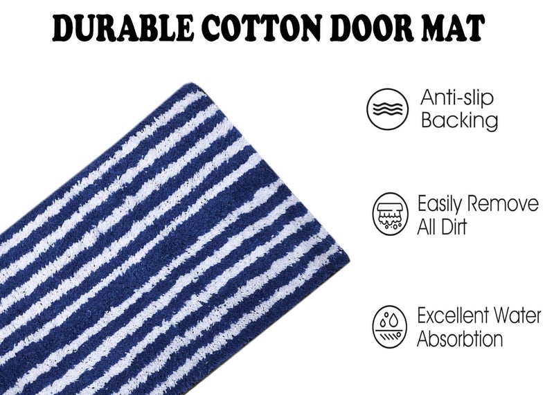 AAZEEM Absorbent Door Mat for Indoor EntrancexNon Slip Mat for Front Door Entryway,Soft Cotton Home. Hotel Balcony Floor Carpet,Floor Mats for Home,KitchenFloor Door Mat(55x35cm) Rectangular,Blue - Image 5