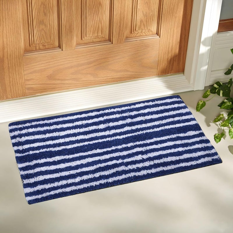 AAZEEM Absorbent Door Mat for Indoor EntrancexNon Slip Mat for Front Door Entryway,Soft Cotton Home. Hotel Balcony Floor Carpet,Floor Mats for Home,KitchenFloor Door Mat(55x35cm) Rectangular,Blue - Image 1