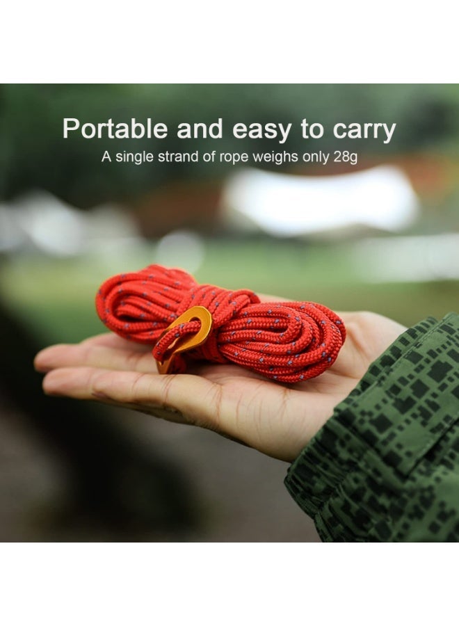YelaJoy 8 Pack 4mm Guy Lines Ultralight Tent Cords with Aluminum Adjuster Tensioner Outdoor Camping Guylines Ropes for Tent Tarp,Hiking Backpacking (Army-Green) - Image 4
