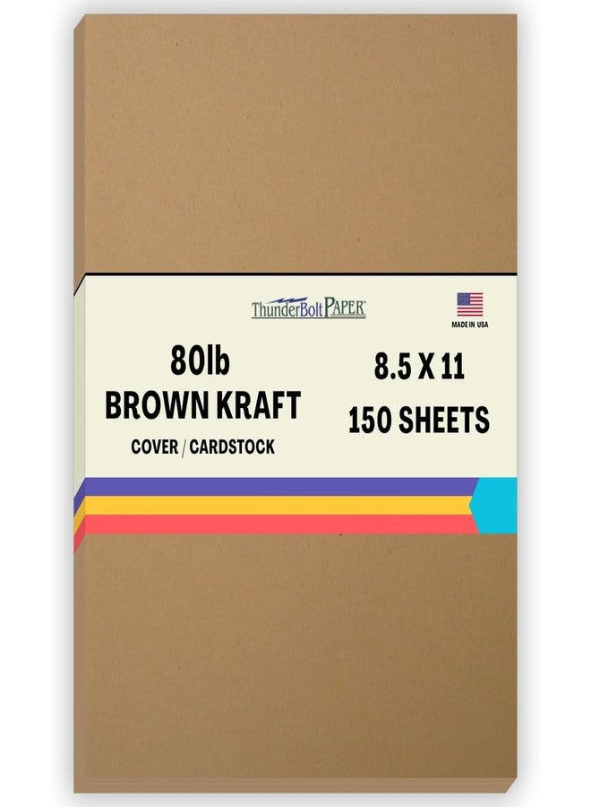 ThunderBolt Paper 150 Brown Kraft Fiber 80# Cover Paper Sheets - 8.5" X 11" (8.5X11 Inches) Standard Letter|Flyer Size - Rich Earthy Color with Natural Fibers - 80lb/pound Cardstock - Smooth Finish - Image 1